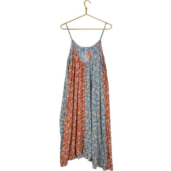 Natural Life Patchwork Floral Maxi Dress Red Blue Mixed Print L/XL Bohemian - Picture 10 of 10